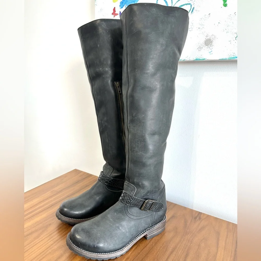 Freebird Denmark Boots tall over the knee leather shearling lined warm